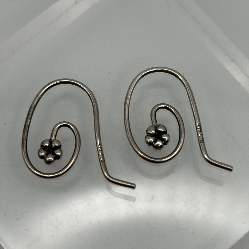 RETIRED Genuine PANDORA Compose Dangle EARRINGS FLOWER Medium POSTS Hooks 290603 - Picture 2 of 5